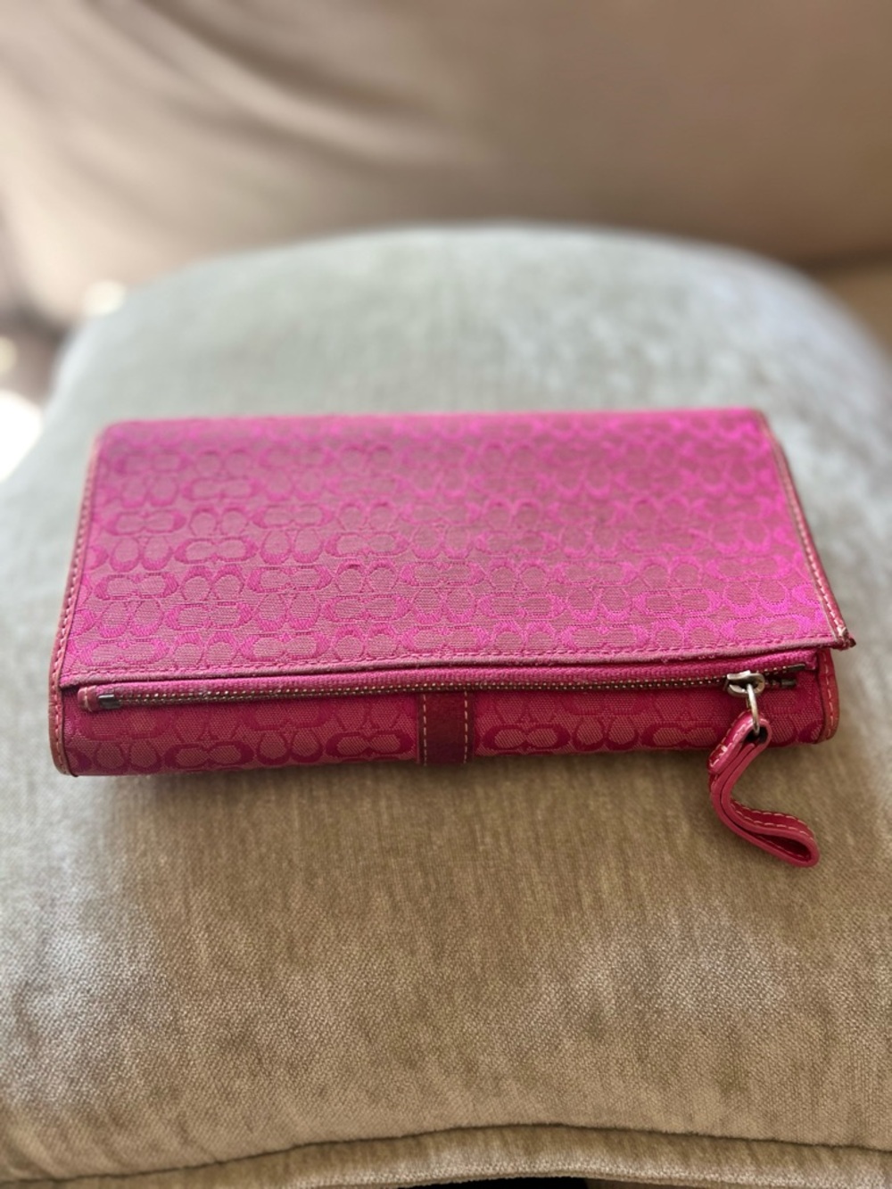 Coach Magenta Signature Monogram Wallet with Buckle Accent - Picture 2 of 5